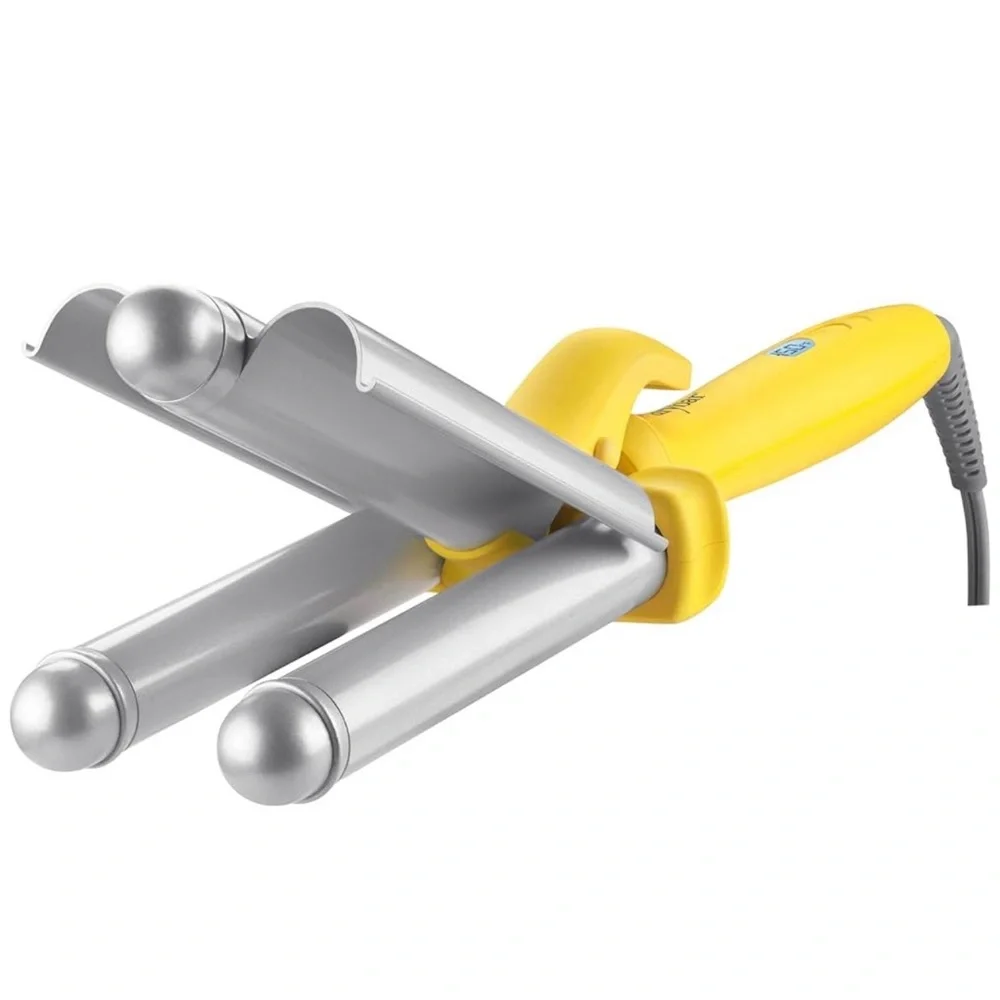 Drybar Triple Barrel Waver-The Beach Bender. Yellow. Digital temperature control